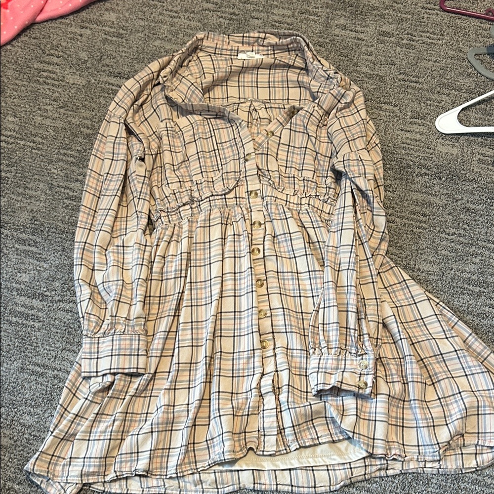 Blu Pepper Beige and Black Plaid Dress